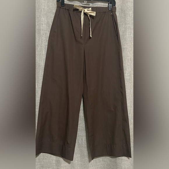 MAX MARA S Bronzo High Rise Cropped Cotton pants-Size:8-in brown - Picture 2 of 7